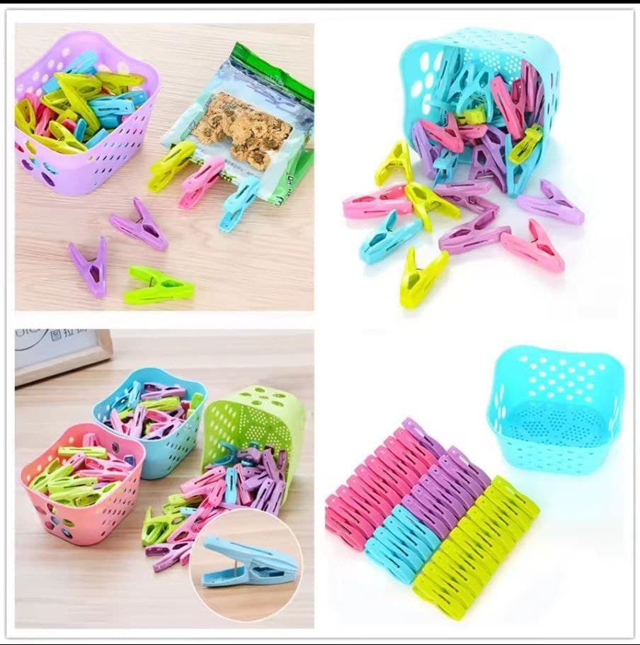 30pcs Heavy Duty Strong Laundry Pegs With Storage Basket 2