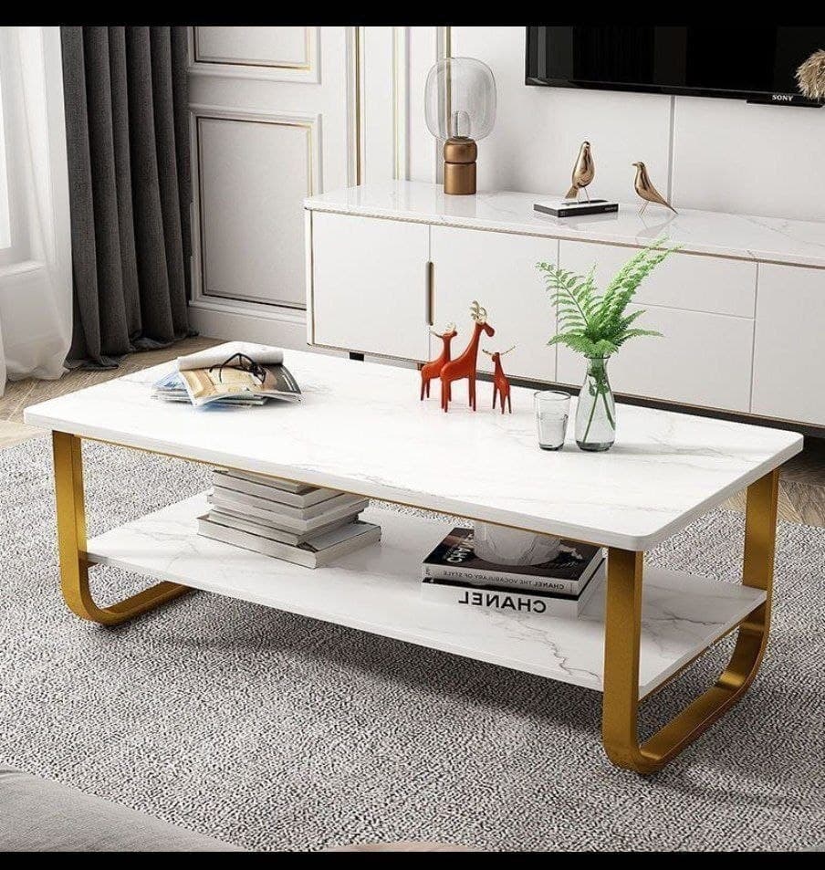 Faux Marble Nordic Table - White 